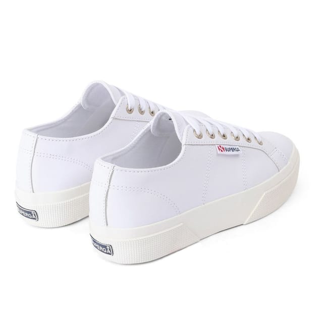 Superga Superga Women's 2740 Nappa Leather Platform Trainers in White - 2