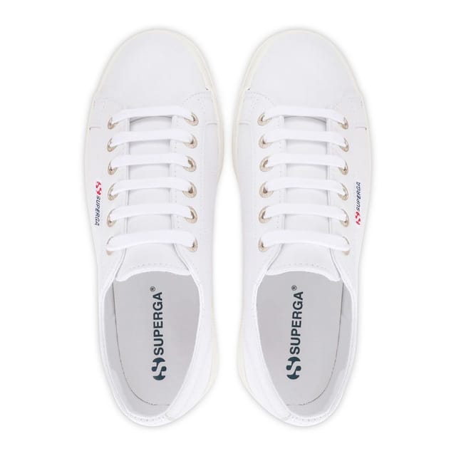 Superga Superga Women's 2740 Nappa Leather Platform Trainers in White - 3