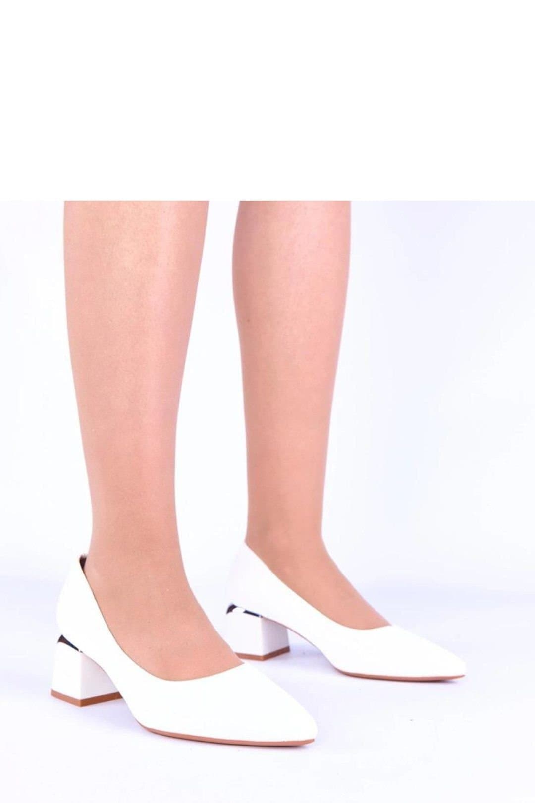 Love Lace Love Lace White Low Block Heel Pumps with Silver Accent
