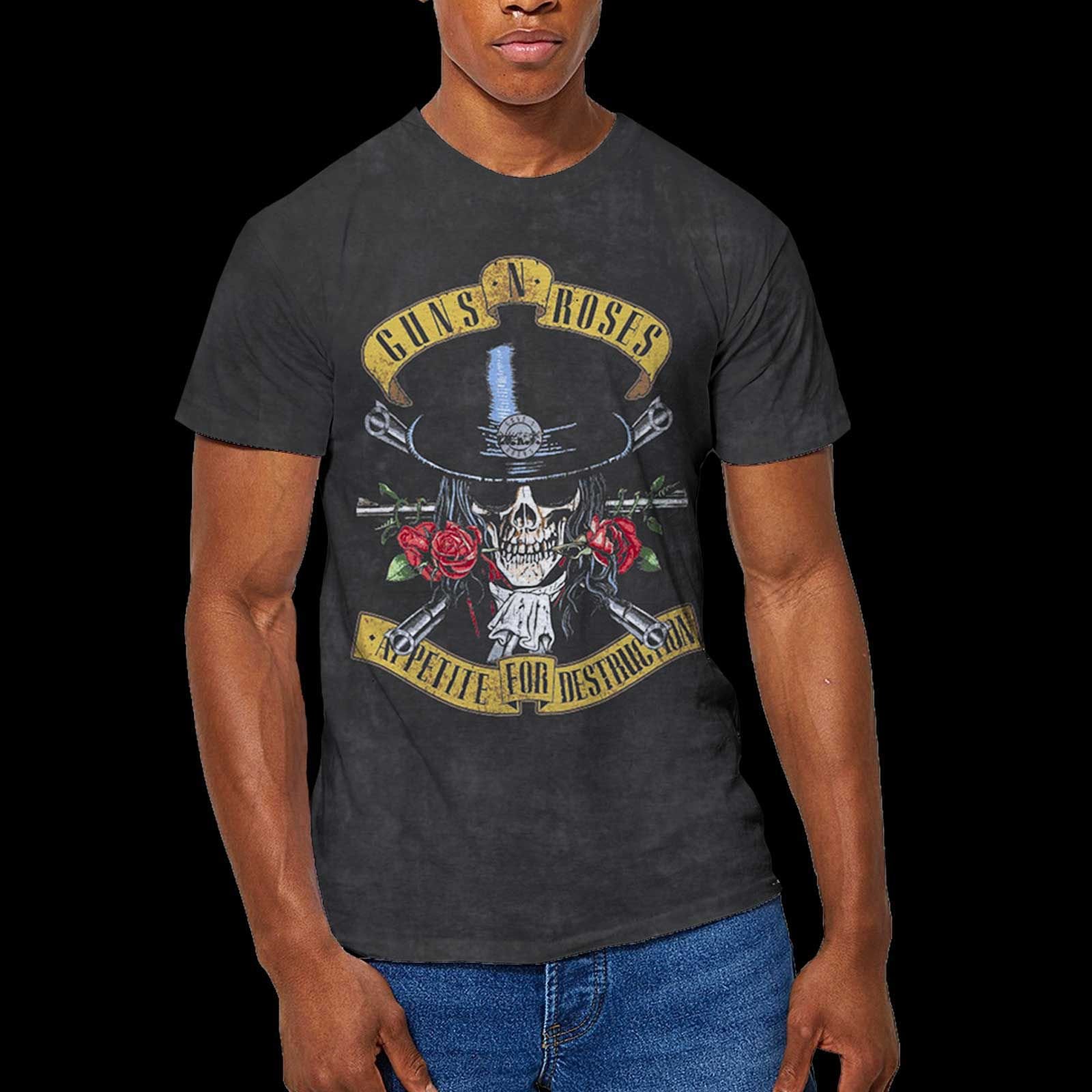 Guns N Roses Guns N Roses Men's Appetite Washed T-Shirt in Black - 3