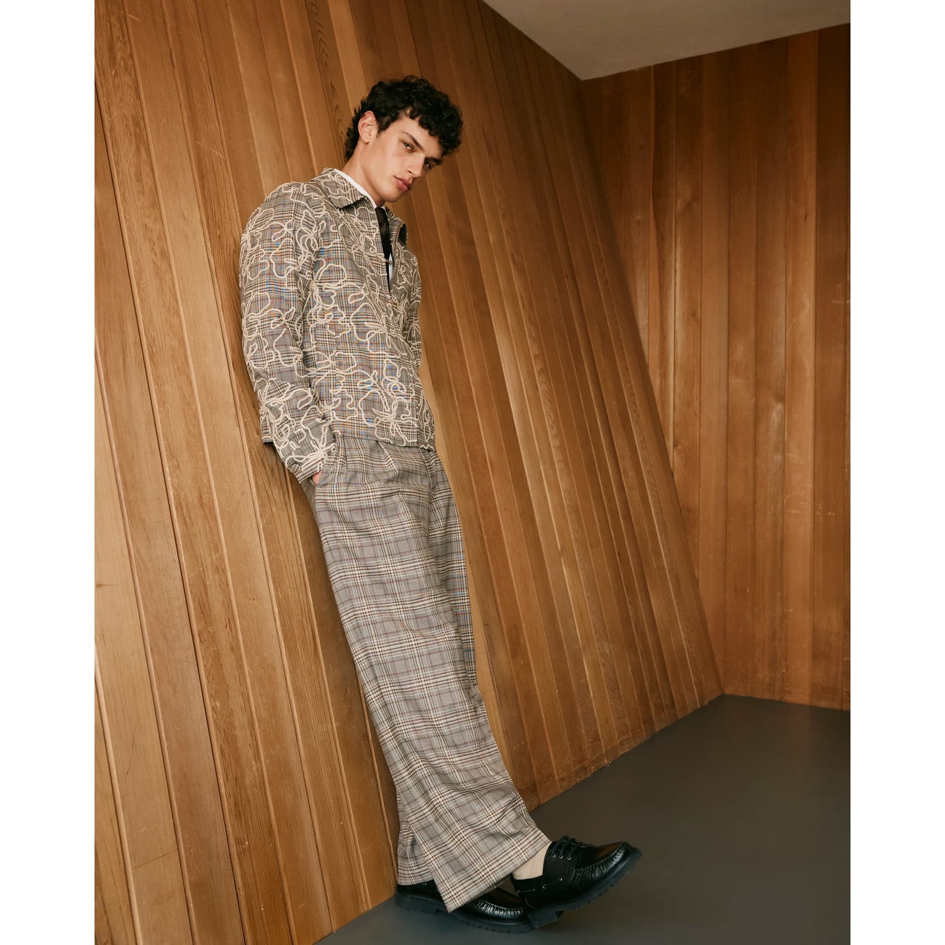 River Island Mens River Island Brown Twisted Tailor Check Trousers