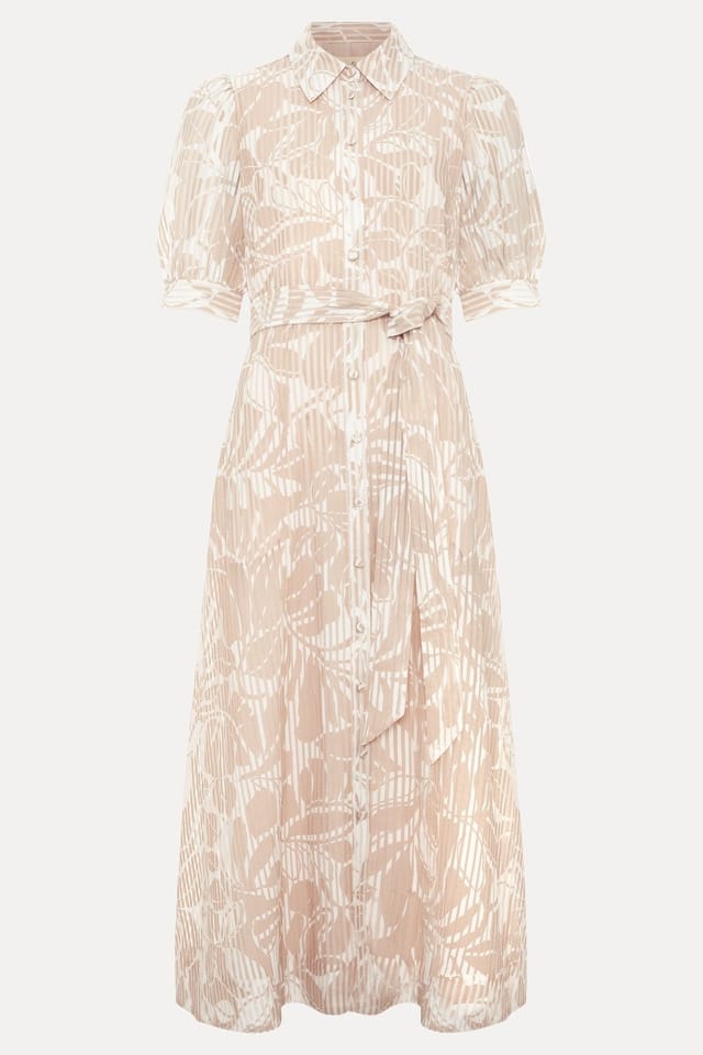 Phase Eight Phase Eight Women's Delphine Belted Midi Shirt Dress in Light Beige - 2