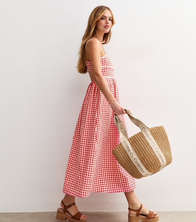 New Look Women's Red Gingham Check Strappy Midi Dress New Look - 2