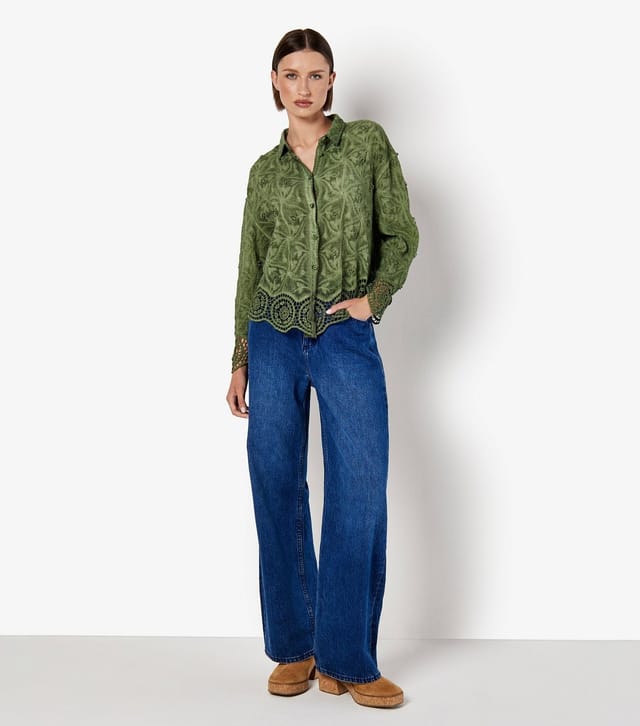 Apricot Women's Dark Khaki Textured Floral Crochet Blouse Apricot New Look - 2