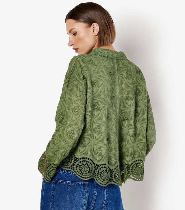 Apricot Women's Dark Khaki Textured Floral Crochet Blouse Apricot New Look - 3