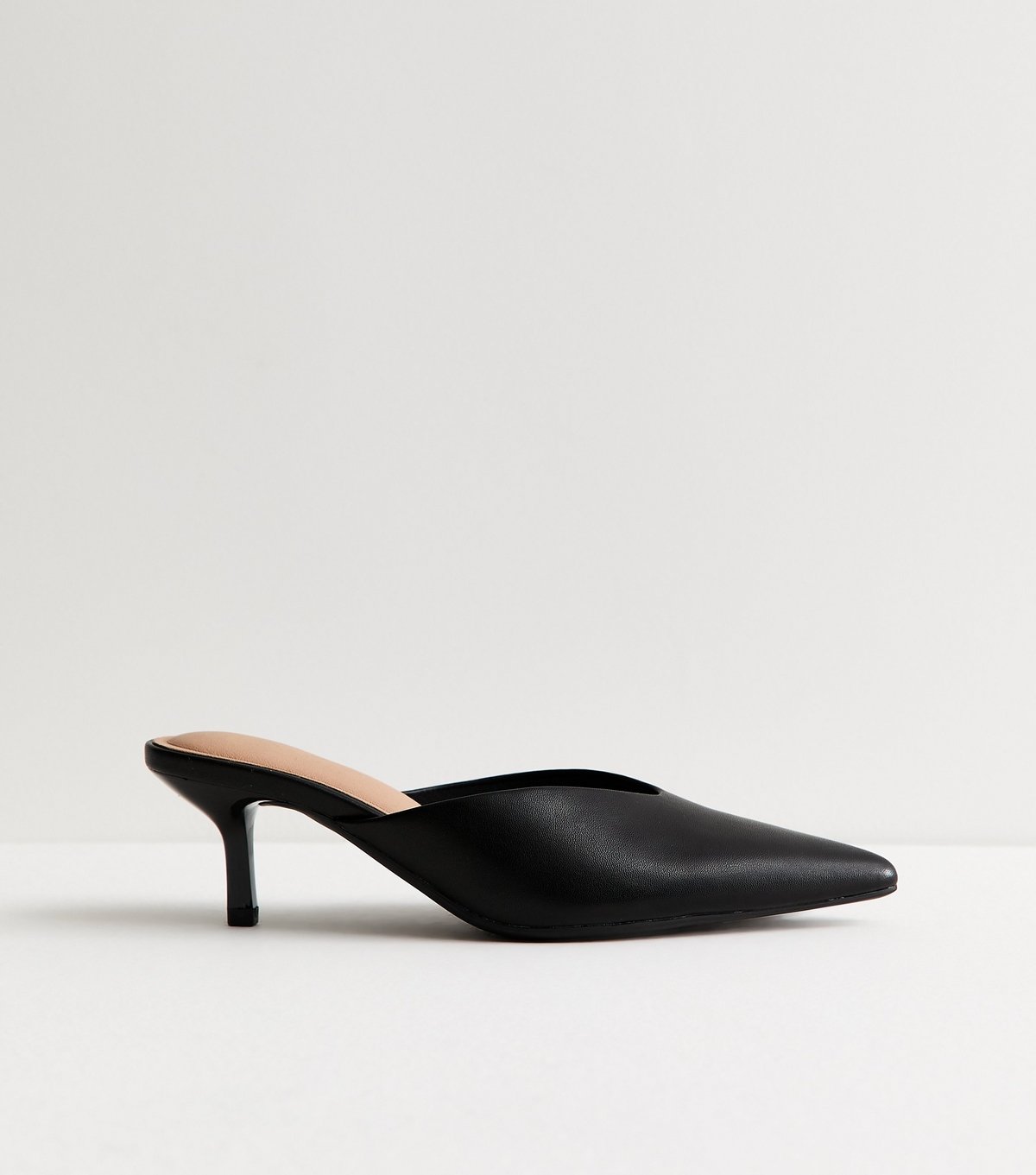 New Look Women's Black Faux Leather V-Cut Mules Vegan New Look - 2