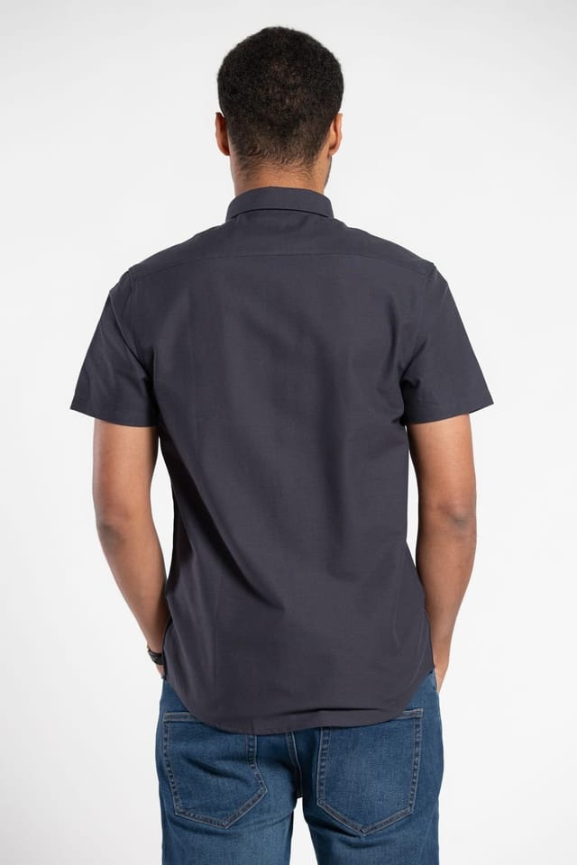 Tokyo Laundry Tokyo Laundry Men's Cotton Short Sleeved Button-Up Oxford Shirt in Navy - 2