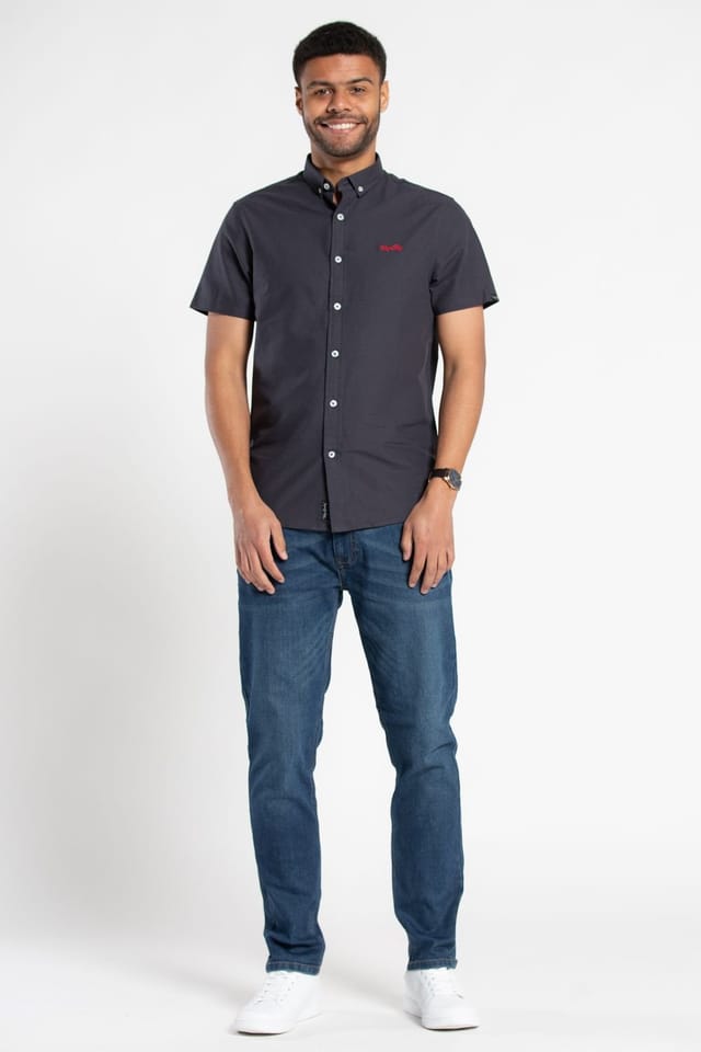 Tokyo Laundry Tokyo Laundry Men's Cotton Short Sleeved Button-Up Oxford Shirt in Navy - 3