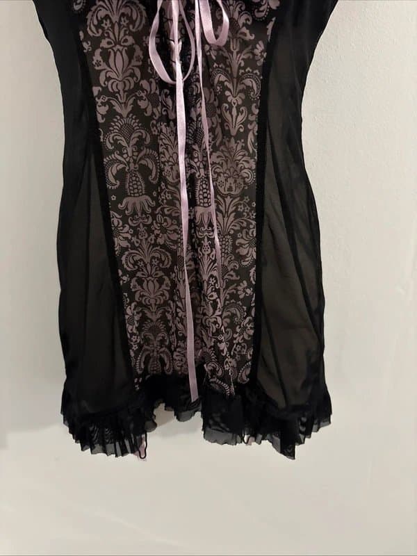 Ann Summers Y2K AnnSummers black and pink lace babydoll lingerie dress