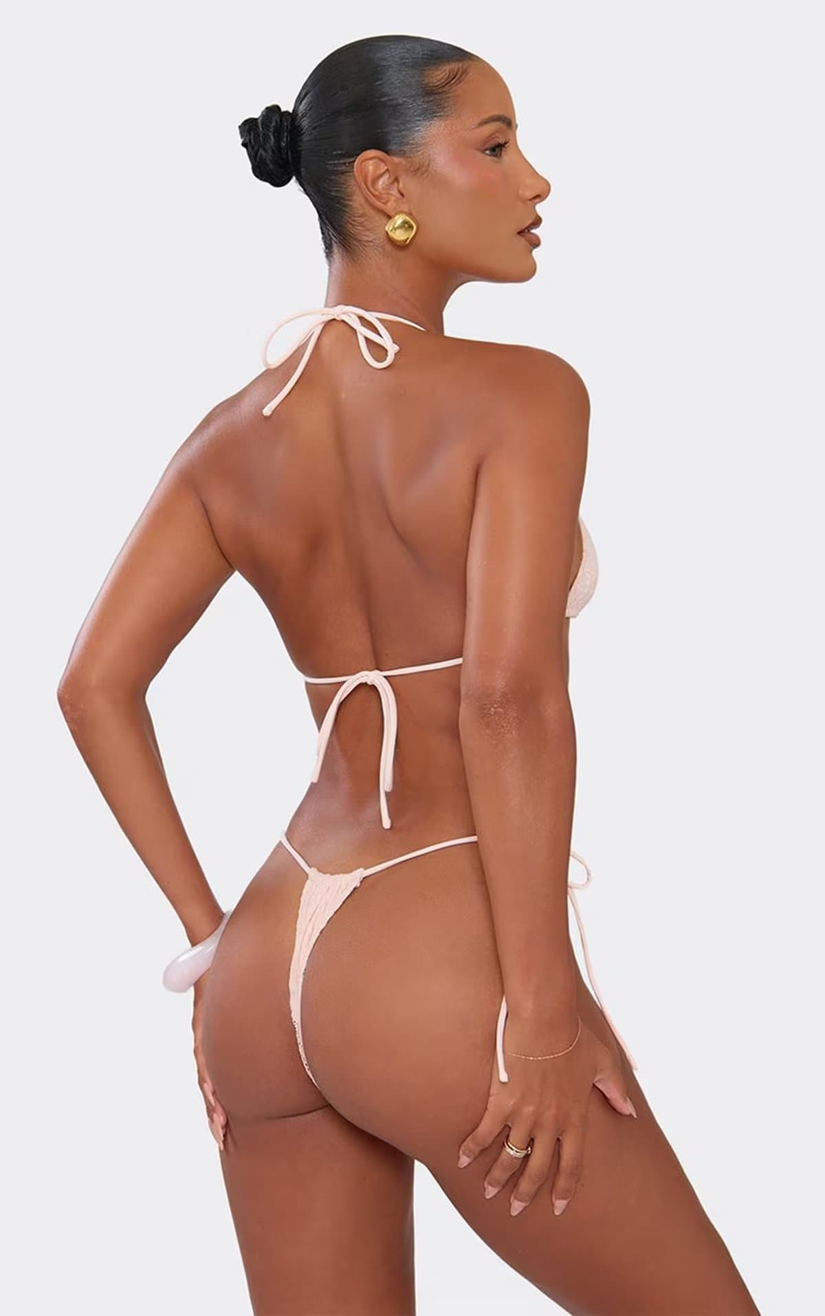 EGO Halterneck Triangle Tie Bikini Set In Pink Lace., Women's Size UK 8