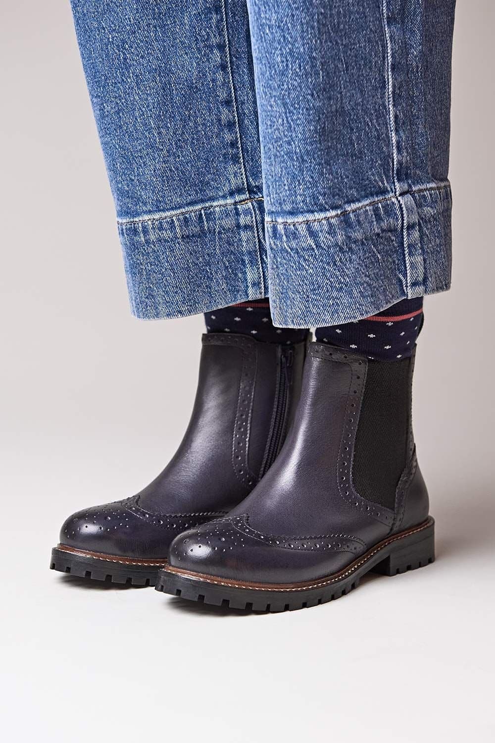 Moshulu Moshulu Women's 'Palsa' Brogue Style Chelsea Boot in Indigo