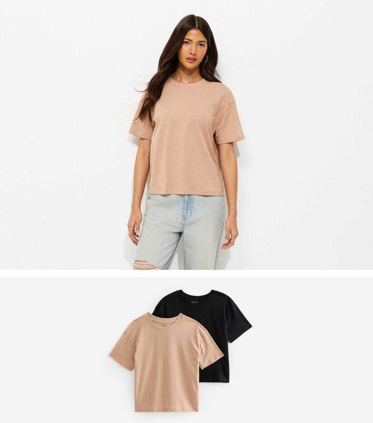 New Look Women's Pack Of 2 Tan Cotton Boxy Tee New Look - 1