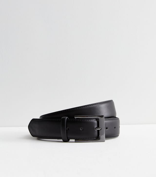 New Look Men's Black Faux Leather Buckle Belt New Look - 2