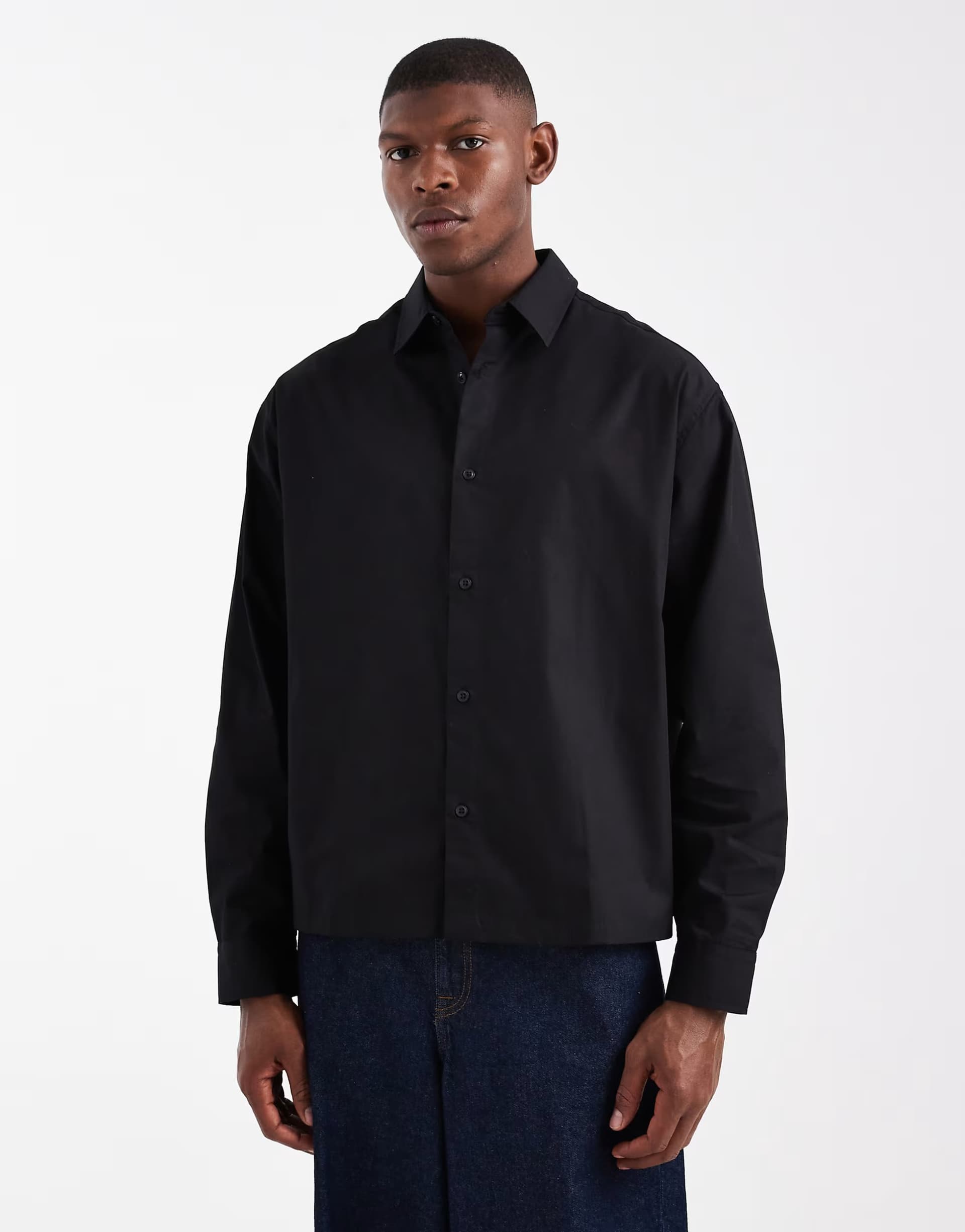 ASOS ASOS DESIGN boxy oversized poplin shirt in black
