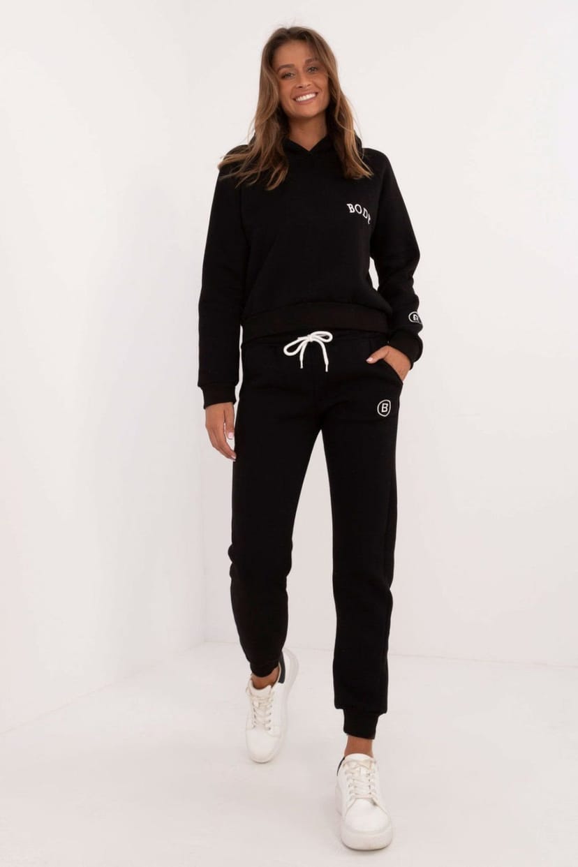 Love Lace Love Lace Women's Insulated Cotton Polyester Sweatshirt Pants Set in Black - 1