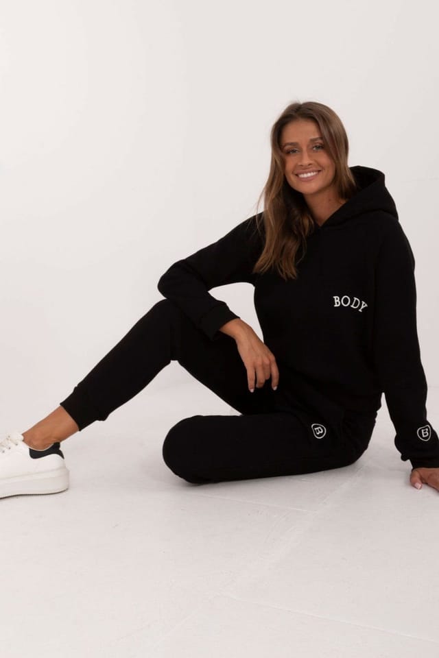 Love Lace Love Lace Women's Insulated Cotton Polyester Sweatshirt Pants Set in Black - 2