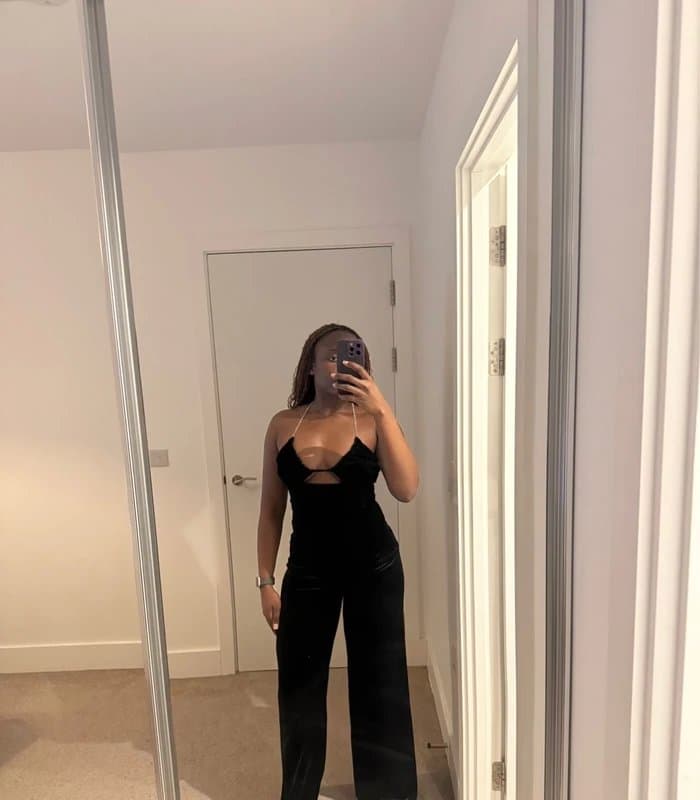 Bershka Black velvet cut-out jumpsuit