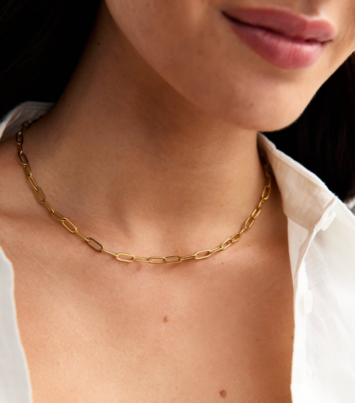 New Look New Look Gold Tone Waterproof Chain Link Necklace
