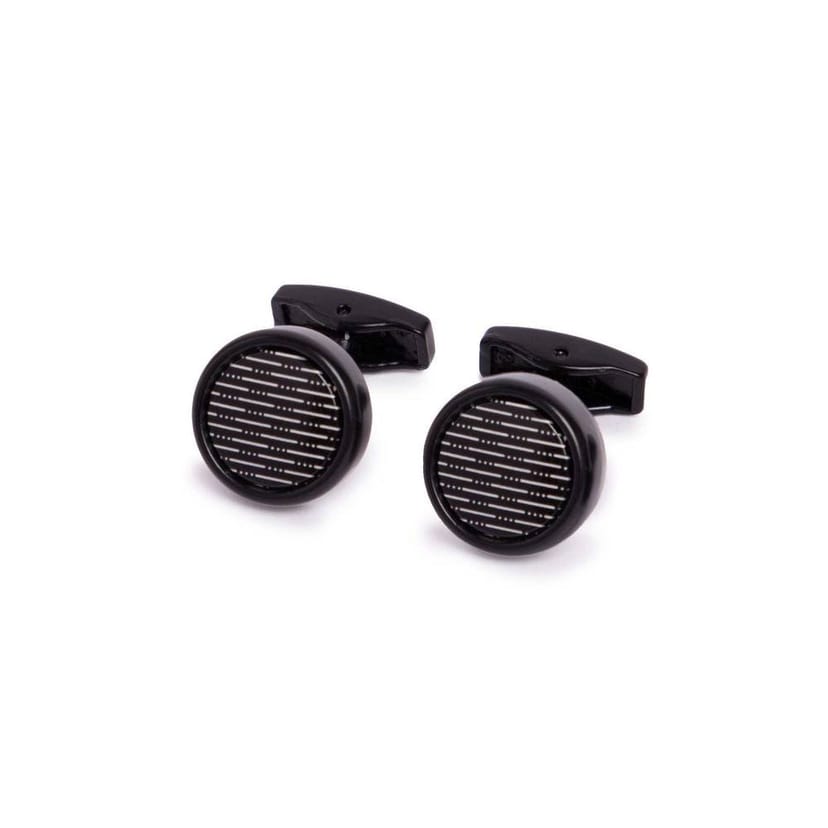 Kennett Kennett Men's Morse Cufflinks - Black Plated Brass with Pattern Dial - 1