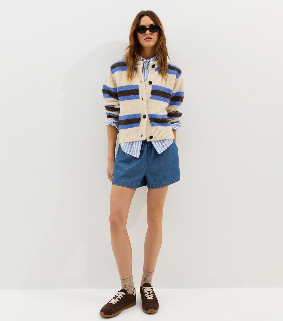 New Look Women's Blue Denim Pull On Drawstring Shorts New Look