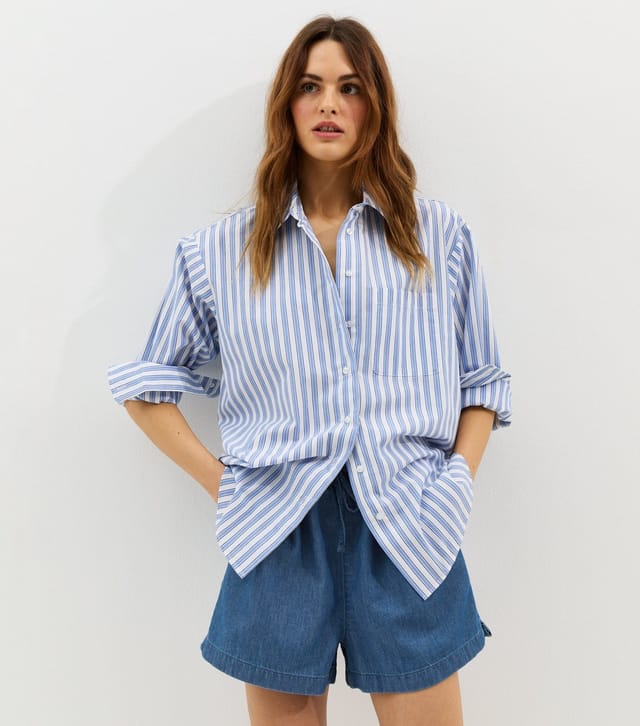 New Look Women's Blue Denim Pull On Drawstring Shorts New Look - 2