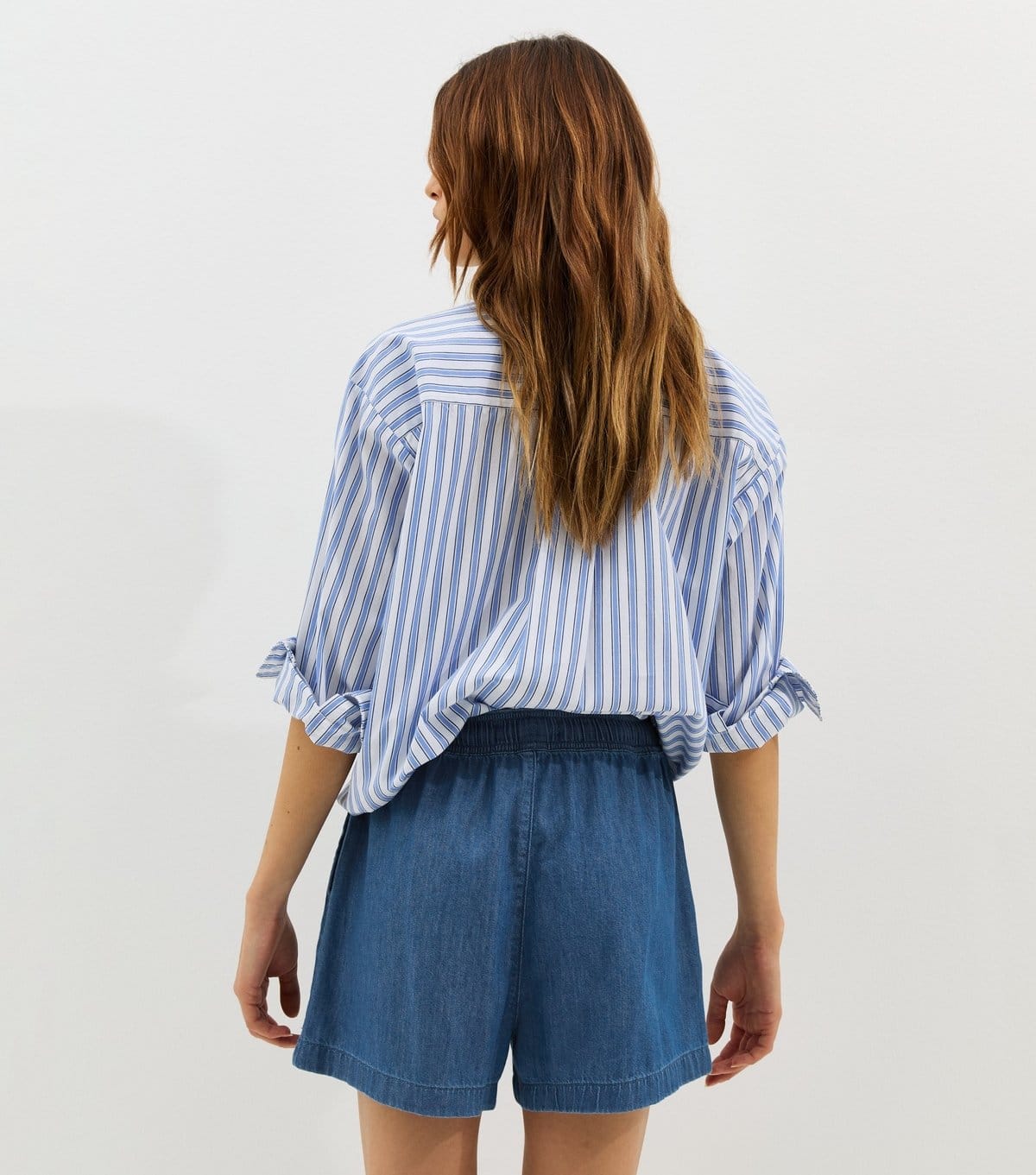New Look Women's Blue Denim Pull On Drawstring Shorts New Look - 4