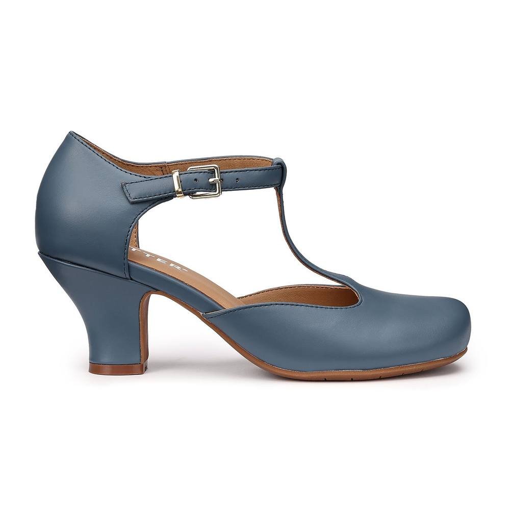 Hotter Hotter Women's 'Tempo' Classic T-Bars in Mid Blue - 4