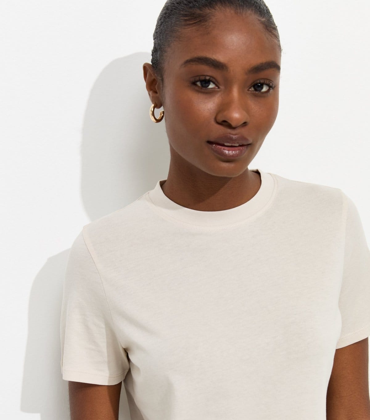 New Look Stone Cotton T-Shirt