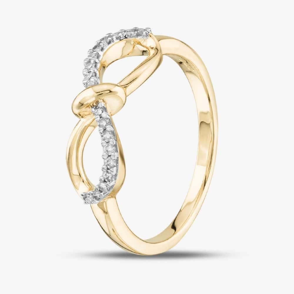 T.H.Baker T.H.Baker Women's 9ct Yellow Gold 0.10ct Brilliant Cut Diamond Bow Ring THR39179-10 (YG)