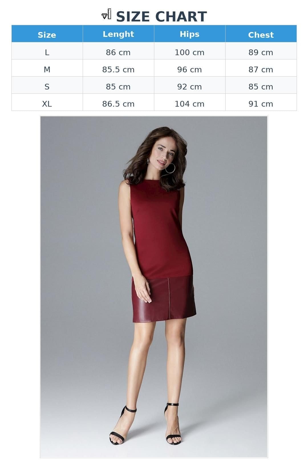 Love Lace Love Lace Women's Sleeveless Short Straight Dress Faux Leather Trim in Red - 4