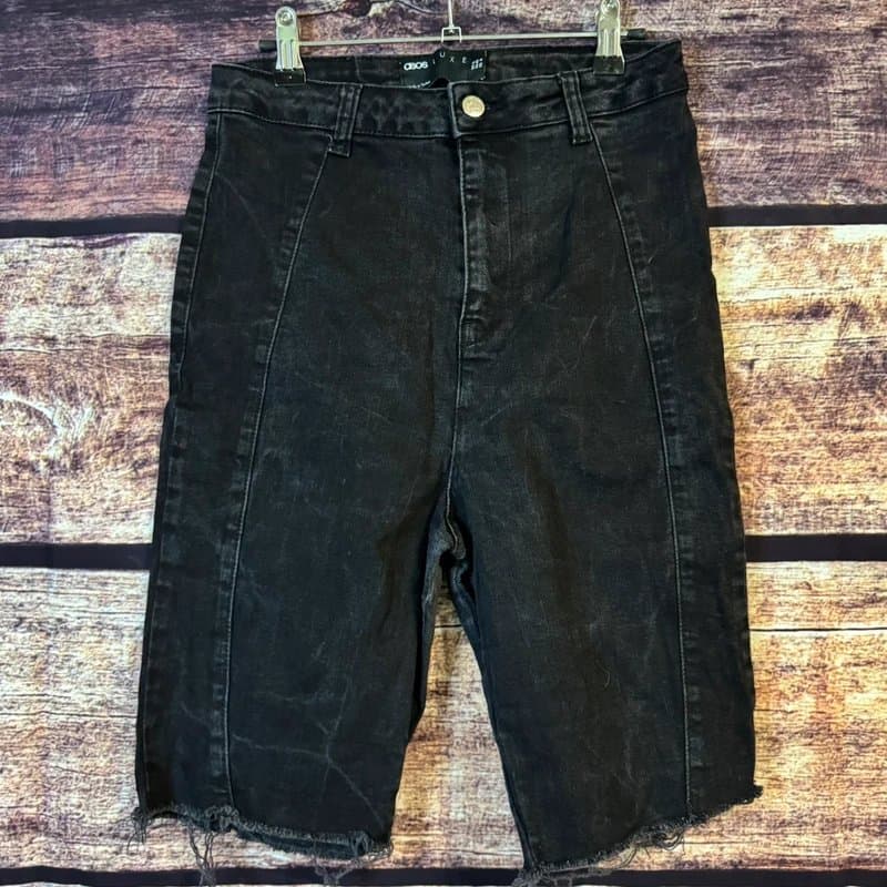 ASOS Asos luxe black denim shorts