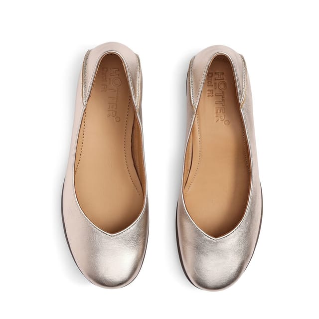 Hotter Hotter Women's 'Birdie' Ballerina Pumps in Metallic Gold - 3