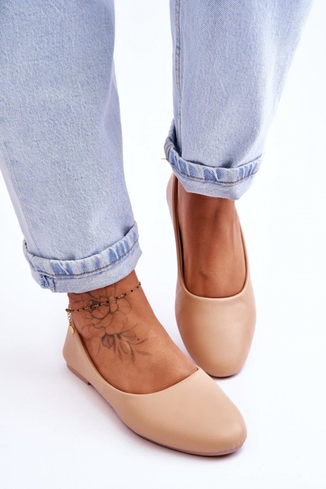 Love Lace Love Lace Women's Timeless Ballet Flats Slip On Low Heel Shoes Comfort in Beige