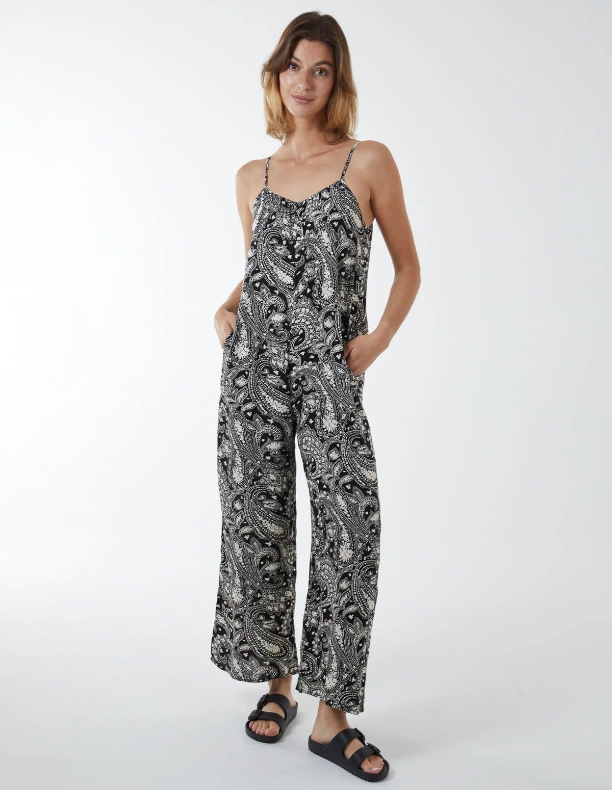 Blue Vanilla Oversized Paisley Wide Leg Jumpsuit