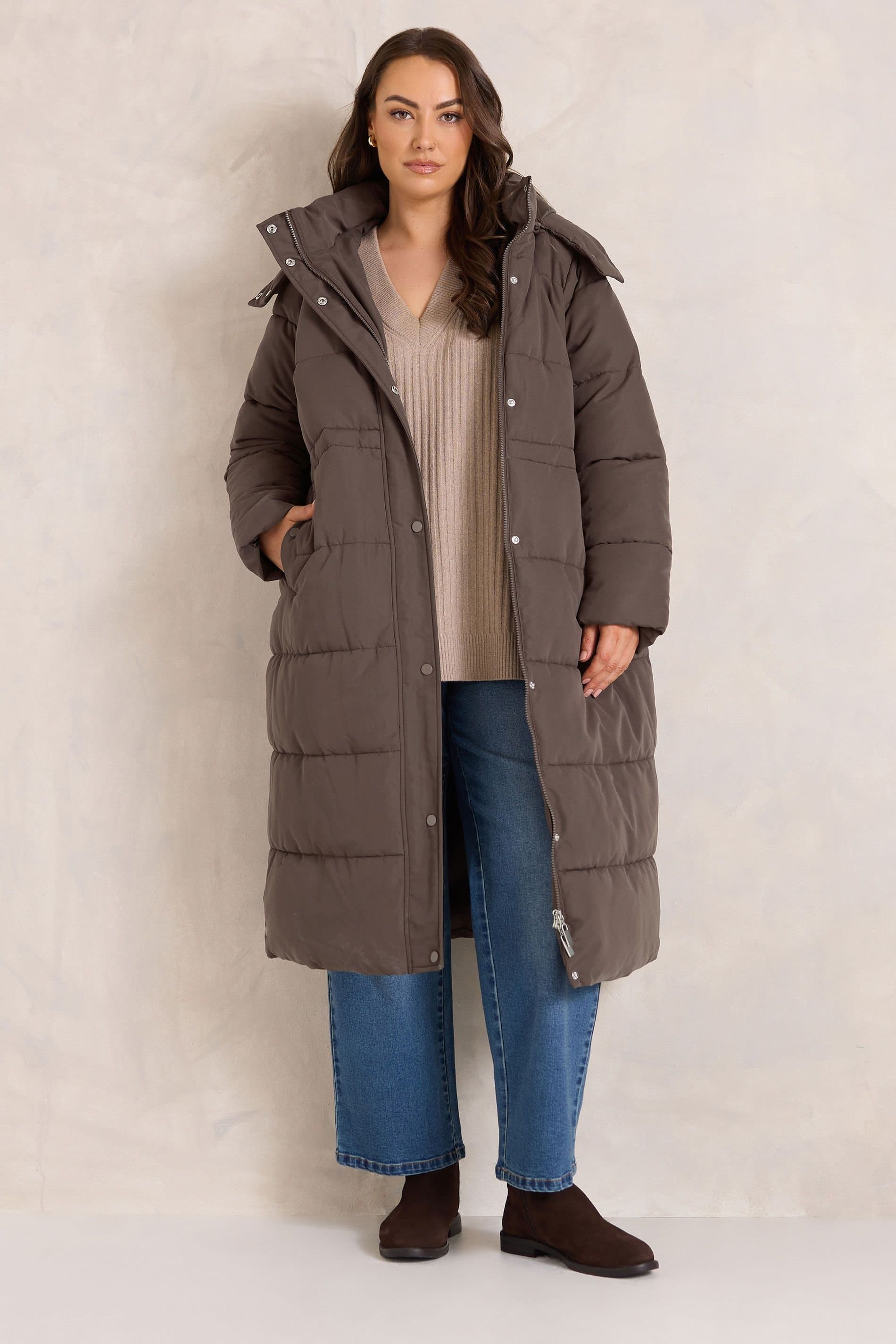 Evans Evans Women's Puffer Coat in Chocolate