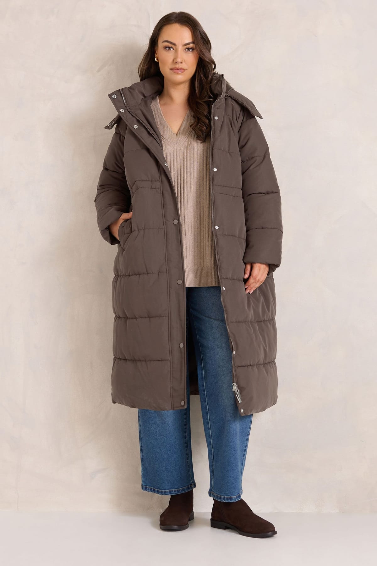 Evans Evans Women's Puffer Coat in Chocolate - 1