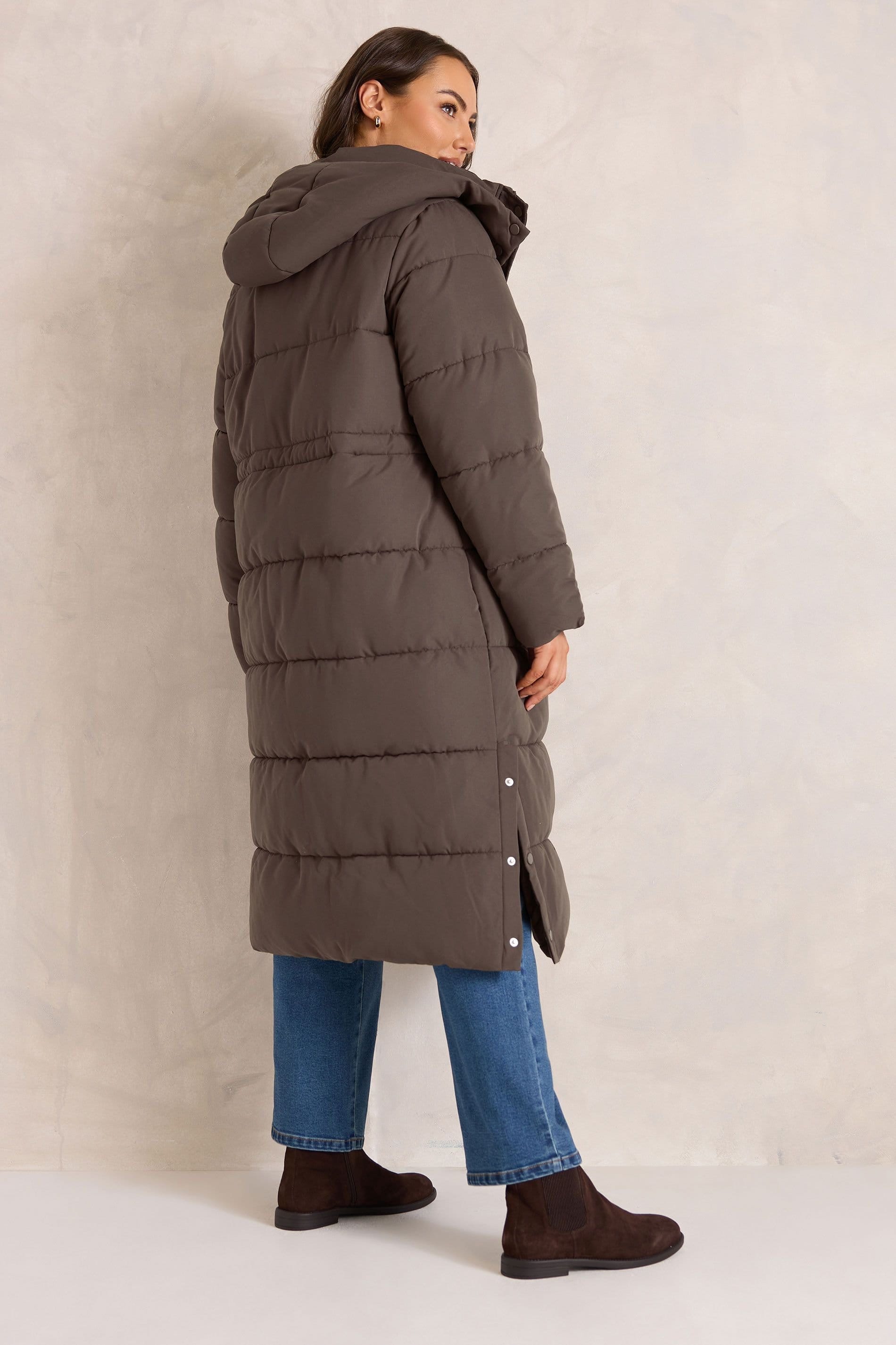 Evans Evans Women's Puffer Coat in Chocolate - 4