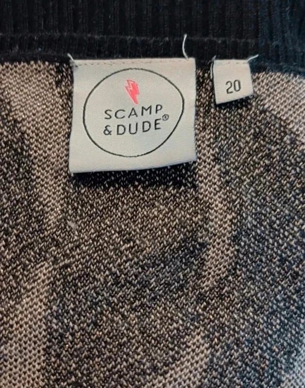 Scamp & Dude Scamp&Dude Black/Pale Peach Lurex Zebra Jumper RRP £89 - size 20
