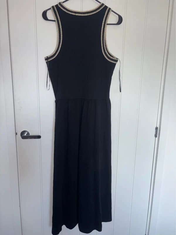 George George Black Crochet Trim Racer Midi Dress size 14
