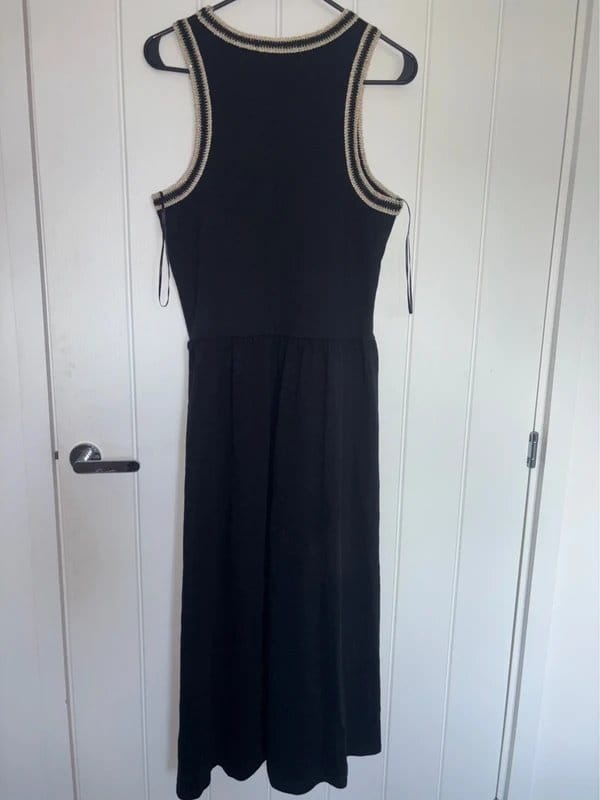George George Black Crochet Trim Racer Midi Dress size 14 - 1