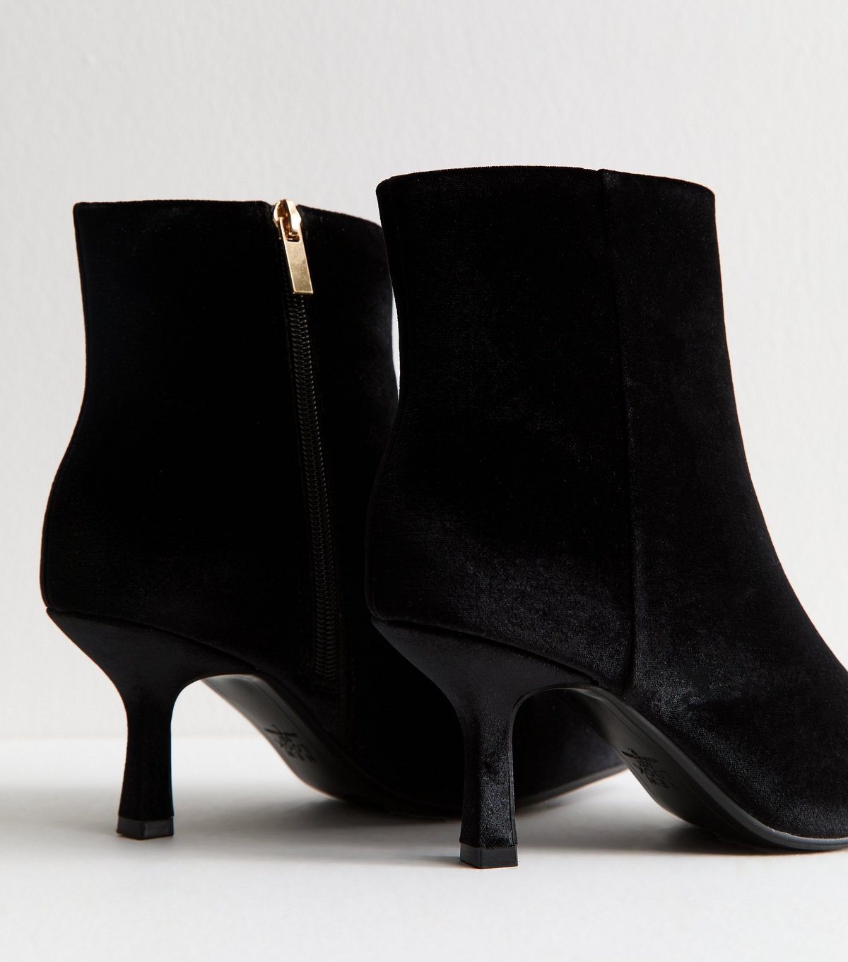 New Look Women's Black Velvet Pointed Toe Stiletto Ankle Boots Vegan New Look - 4