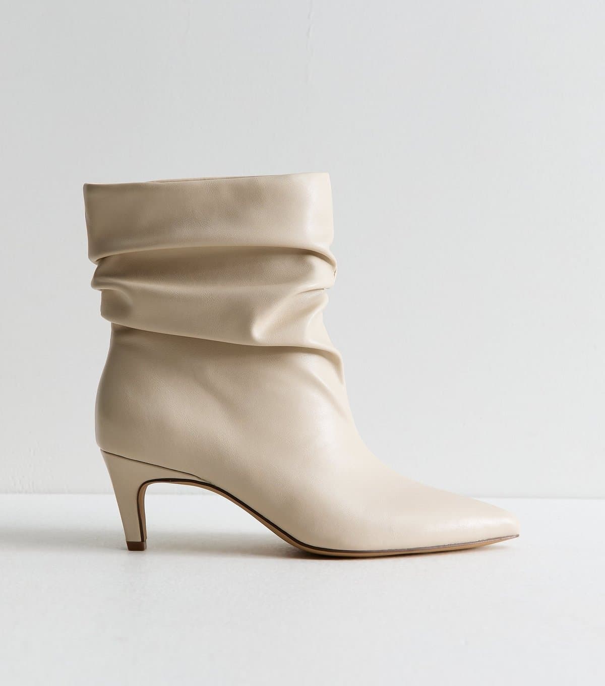 New Look New Look Off White Faux Leather Slouch Ankle Boots