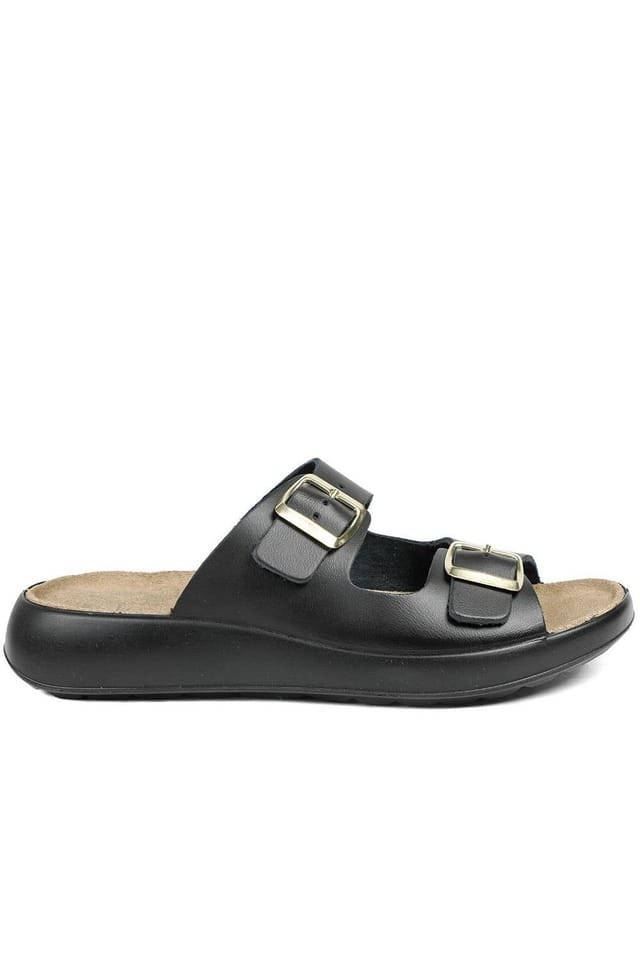 Jones Bootmaker Jones Bootmaker Women's Harlowe Wide Fit Leather Sandals in Black - 2
