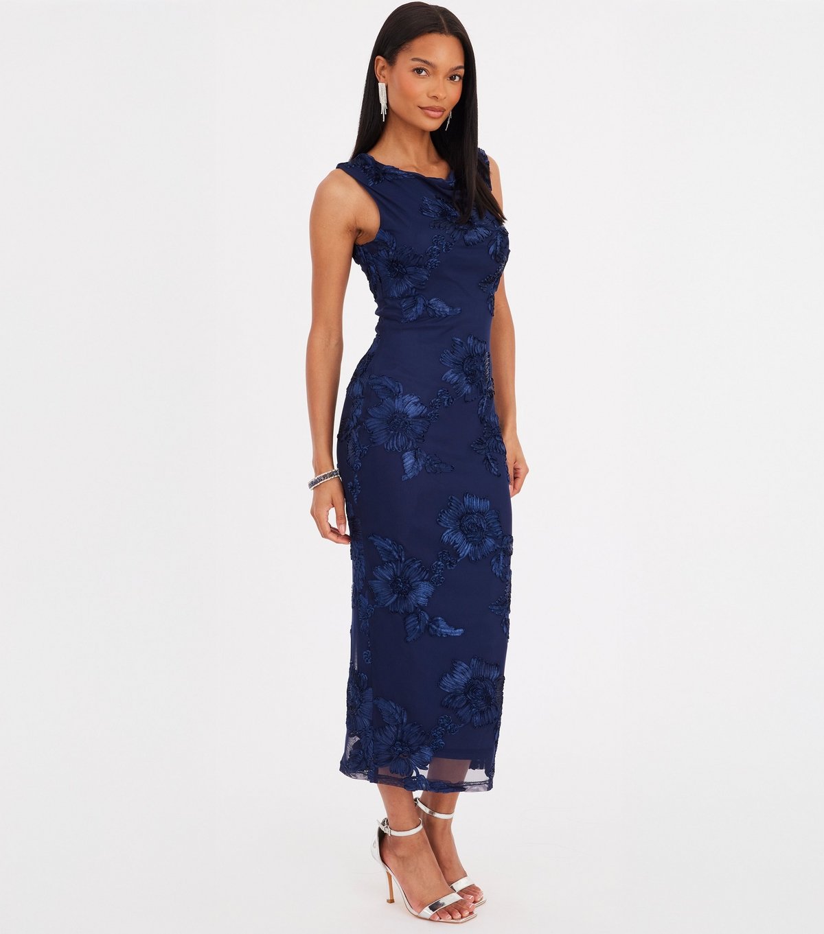 Quiz Women's Navy Floral Applique Midaxi Dress Quiz New Look - 2