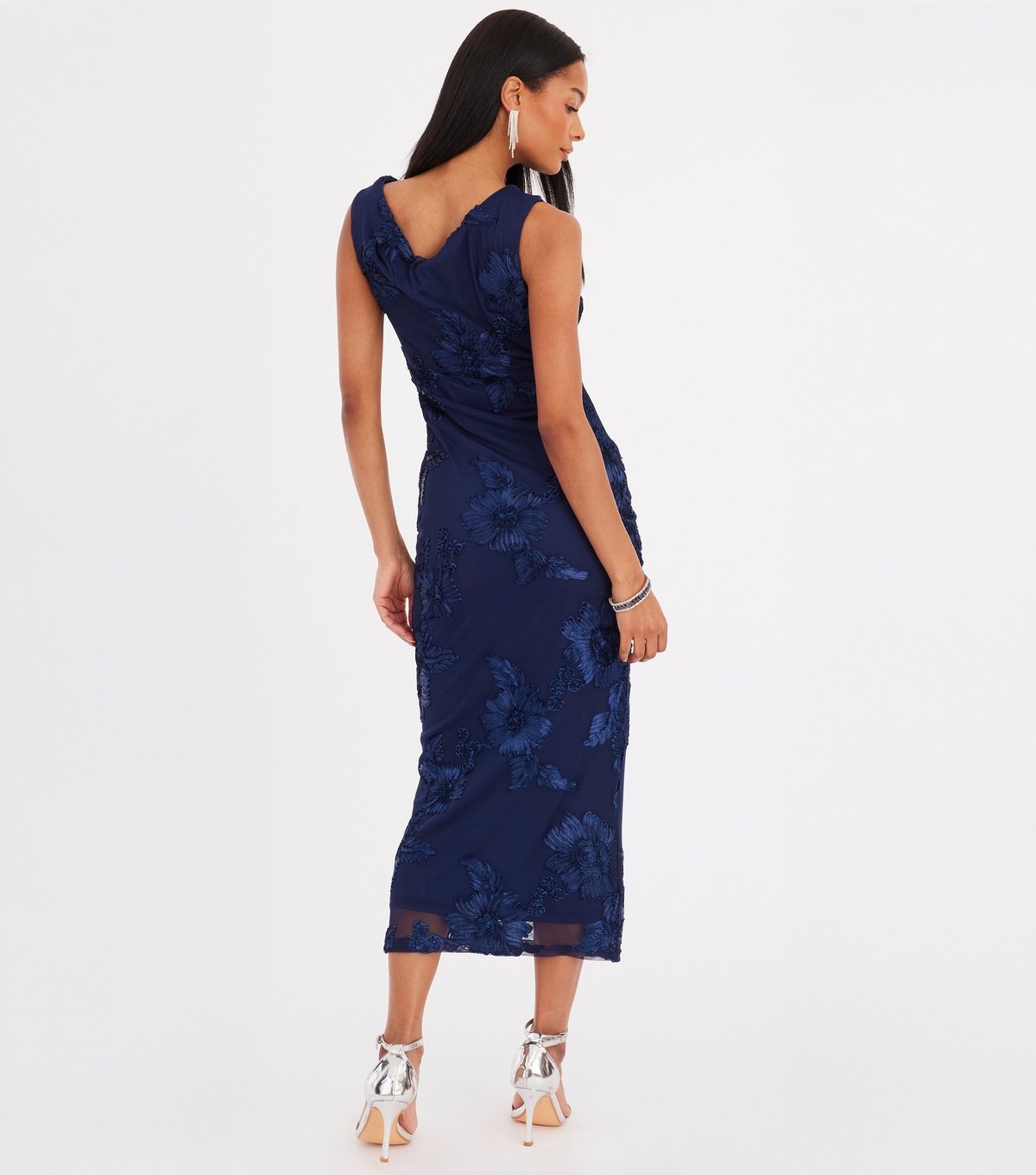 Quiz Women's Navy Floral Applique Midaxi Dress Quiz New Look - 3