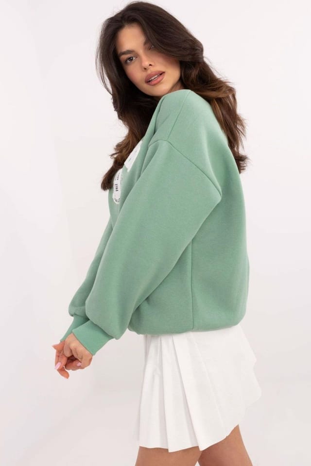 Love Lace Love Lace Women's Cotton Polyester Insulated Casual Sweatshirt Style 206614 in Green - 2