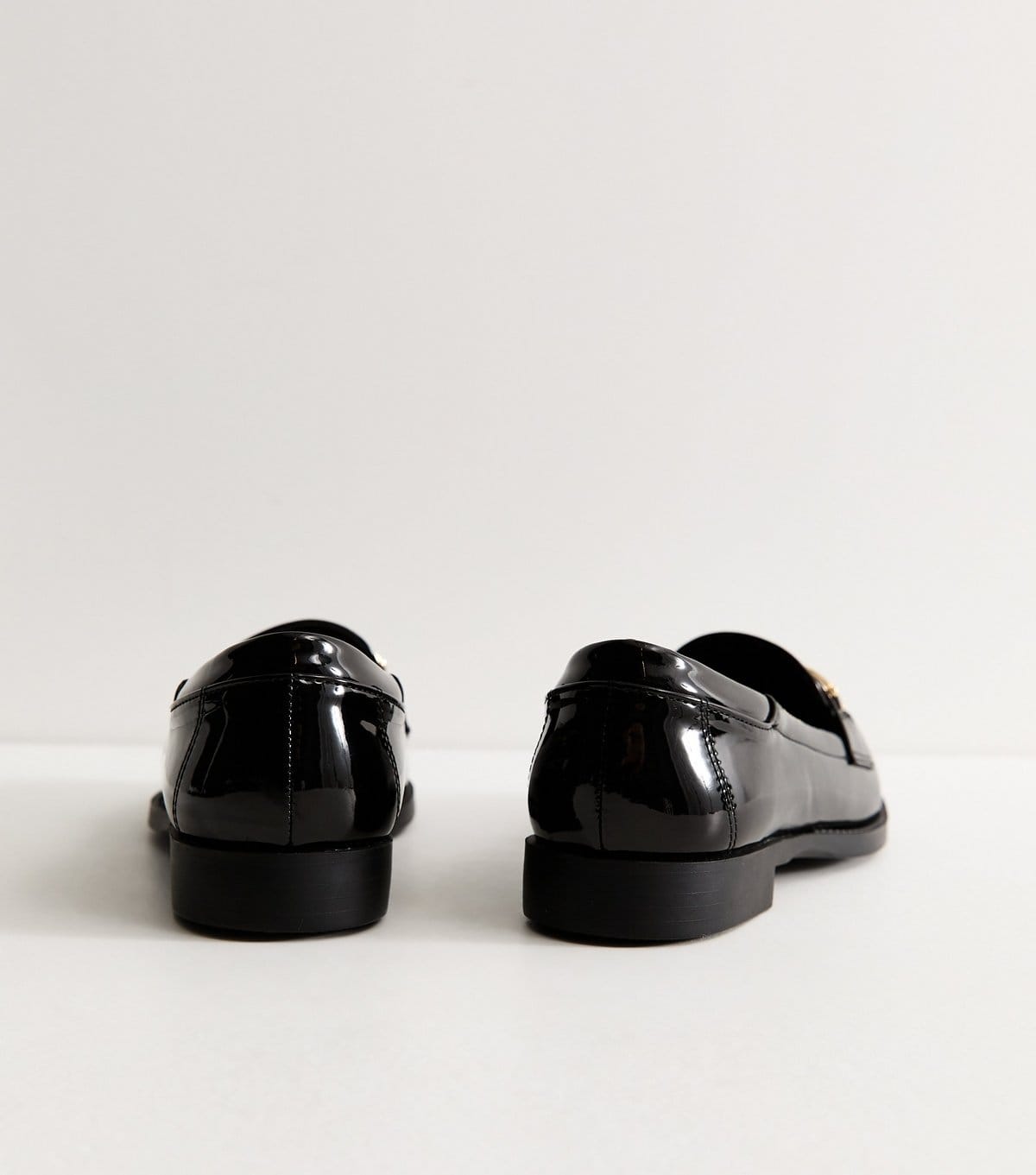 New Look Women's Black Patent Faux Leather Horsebit Loafers Vegan New Look - 4