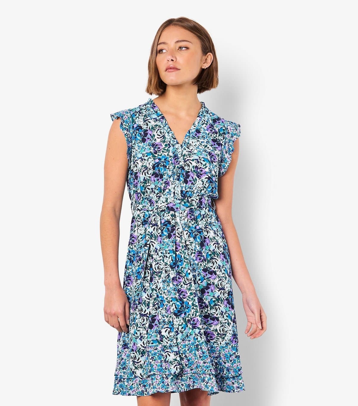 Apricot Women's Blue Floral Print V-Neck Dress Apricot New Look