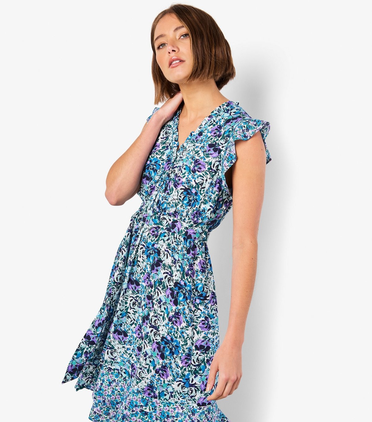 Apricot Women's Blue Floral Print V-Neck Dress Apricot New Look - 4