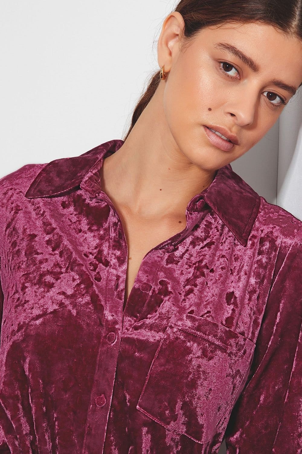 Monsoon Monsoon Women's Vida Velvet Shirt Pink - 4